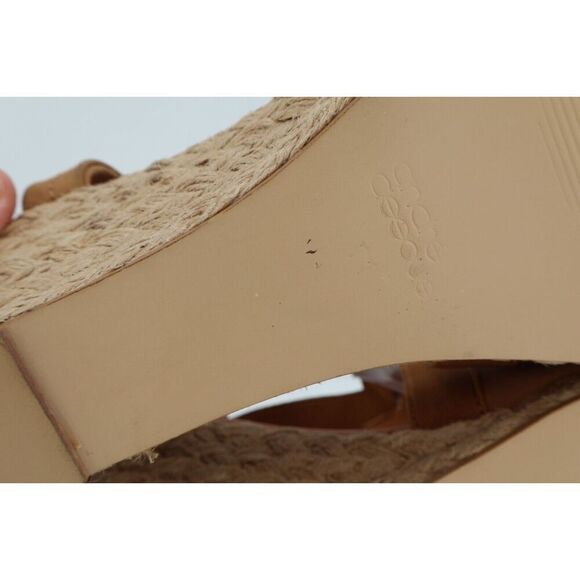 Andre Assous Nanda Espadrille Sandal Size 11M Brown Leather Slingback Wedge - Picture 9 of 14